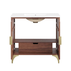 Daylight White/Walnut 36" Bathroom Vanity - Ornate Home