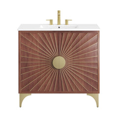 Daylight White/Walnut 36" Bathroom Vanity - Ornate Home