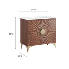 Daylight White/Walnut 36" Bathroom Vanity - Ornate Home