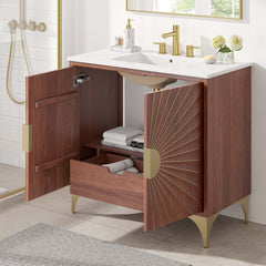 Daylight White/Walnut 36" Bathroom Vanity - Ornate Home