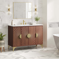 Daylight White/Walnut 48" Bathroom Vanity - Ornate Home