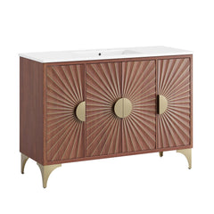Daylight White/Walnut 48" Bathroom Vanity - Ornate Home