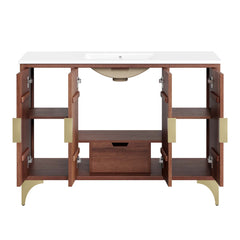 Daylight White/Walnut 48" Bathroom Vanity - Ornate Home