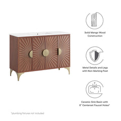 Daylight White/Walnut 48" Bathroom Vanity - Ornate Home