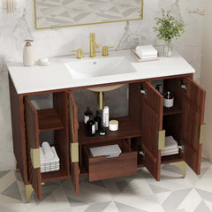 Daylight White/Walnut 48" Bathroom Vanity - Ornate Home