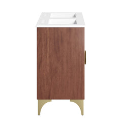 Daylight White/Walnut 48" Double Sink Bathroom Vanity - Ornate Home