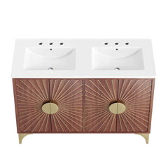 Daylight White/Walnut 48" Double Sink Bathroom Vanity - Ornate Home