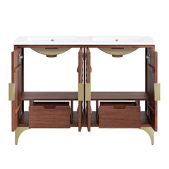 Daylight White/Walnut 48" Double Sink Bathroom Vanity - Ornate Home