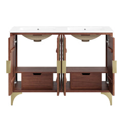 Daylight White/Walnut 48" Double Sink Bathroom Vanity - Ornate Home