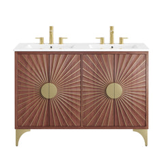 Daylight White/Walnut 48" Double Sink Bathroom Vanity - Ornate Home
