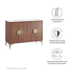 Daylight White/Walnut 48" Double Sink Bathroom Vanity - Ornate Home