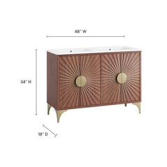 Daylight White/Walnut 48" Double Sink Bathroom Vanity - Ornate Home