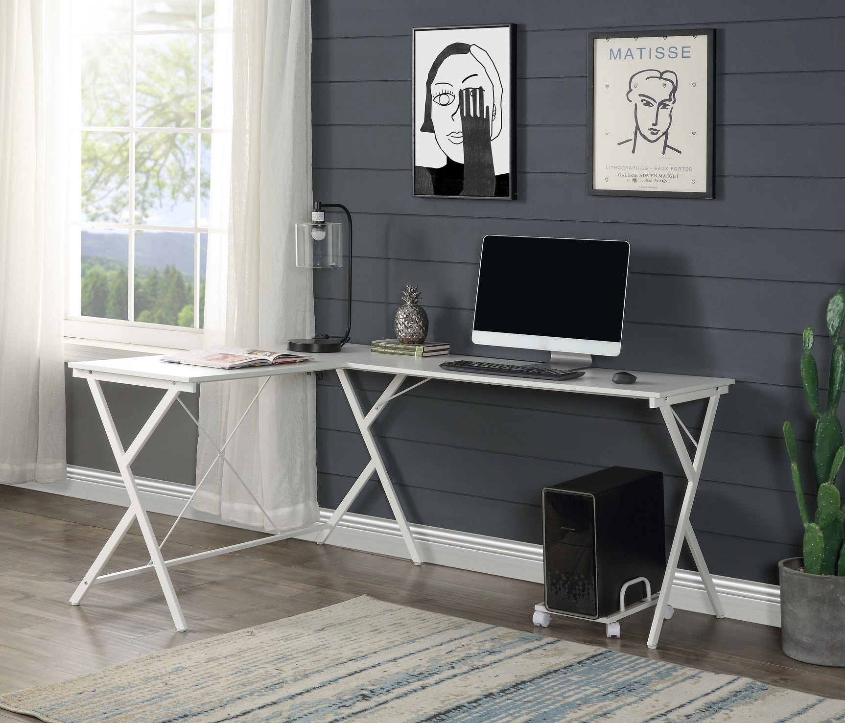Dazenus White Composite Wood Computer Desk - Ornate Home