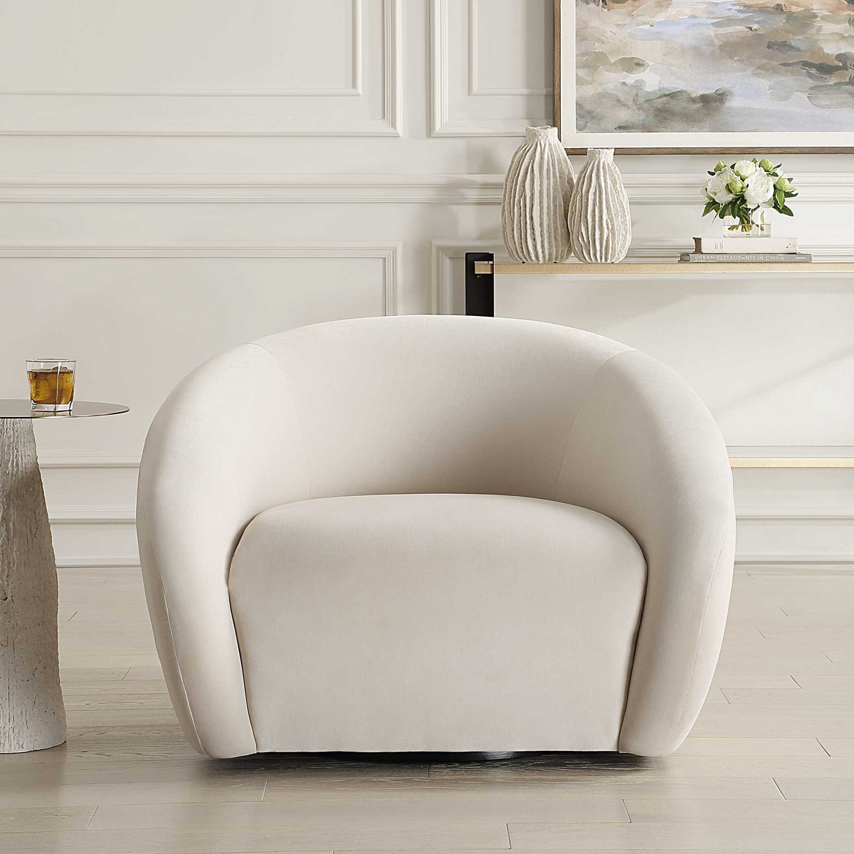 DeSoto Cream Swivel Chair - Ornate Home