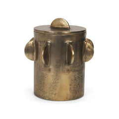 Deacon Antiqued Gold Large Metal Canister with Sculptural Handles - Ornate Home