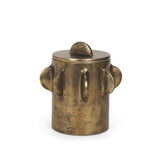Deacon Antiqued Gold Small Metal Canister with Sculptural Handles - Ornate Home