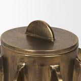 Deacon Antiqued Gold Small Metal Canister with Sculptural Handles - Ornate Home