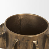Deacon Antiqued Gold Small Metal Canister with Sculptural Handles - Ornate Home
