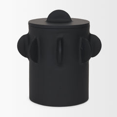Deacon Matte Black Large Metal Canister with Sculptural Handles - Ornate Home