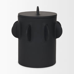 Deacon Matte Black Large Metal Canister with Sculptural Handles - Ornate Home