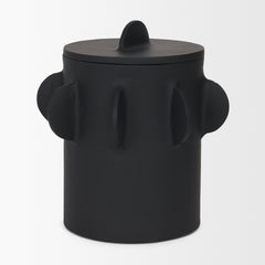 Deacon Matte Black Large Metal Canister with Sculptural Handles - Ornate Home