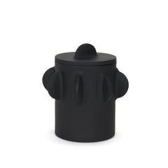 Deacon Matte Black Small Metal Canister with Sculptural Handles - Ornate Home