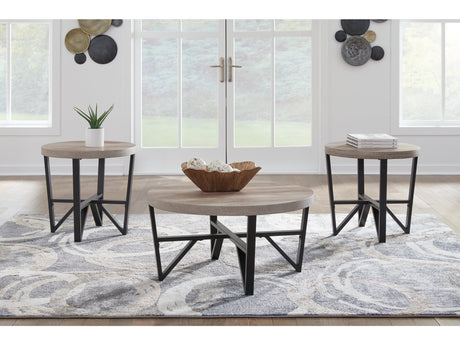 Deanlee Grayish Brown/Black Occasional Table Set (Set of 3) - Ornate Home