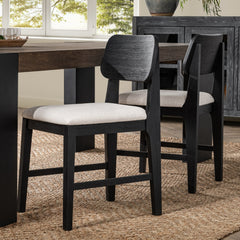 Deaven Black Upholstered Dining Chair Oak (Set of 2) - Ornate Home