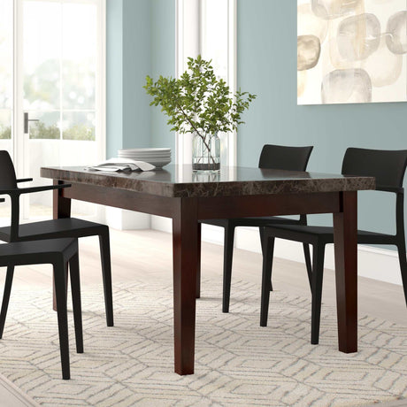 Decatur Dark Cherry & Black Marble Top Dining Table - Ornate Home