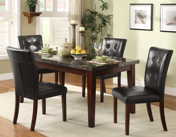 Decatur Dark Cherry & Black Marble Top Dining Table - Ornate Home