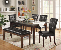 Decatur Dark Cherry & Black Marble Top Dining Table - Ornate Home