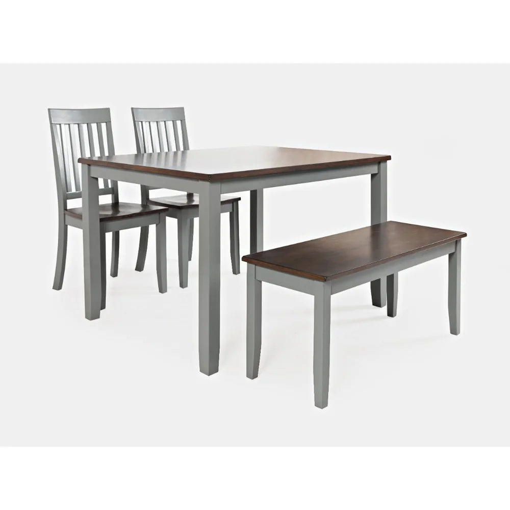 Decatur Lane Grey/Autumn Brown Dining Table, (2) Chairs, Bench - Ornate Home