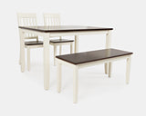 Decatur Lane White/Autumn Brown Dining Table, (2) Chairs, Bench - Ornate Home