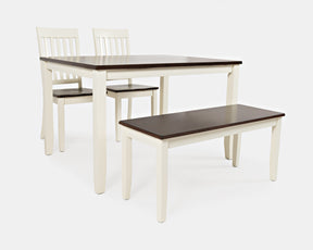 Decatur Lane White/Autumn Brown Dining Table, (2) Chairs, Bench - Ornate Home