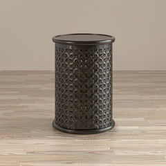 Decker Antique Black Large Drum Table - Ornate Home