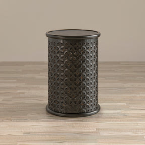 Decker Antique Black Large Drum Table - Ornate Home
