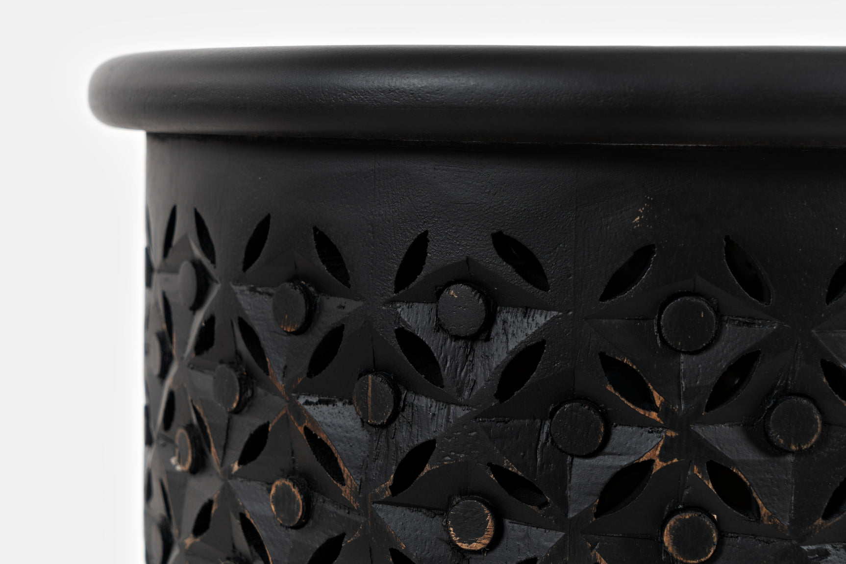 Decker Antique Black Large Drum Table - Ornate Home
