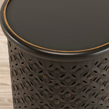 Decker Antique Black Large Drum Table - Ornate Home