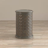 Decker Antique Grey Large Drum Table - Ornate Home
