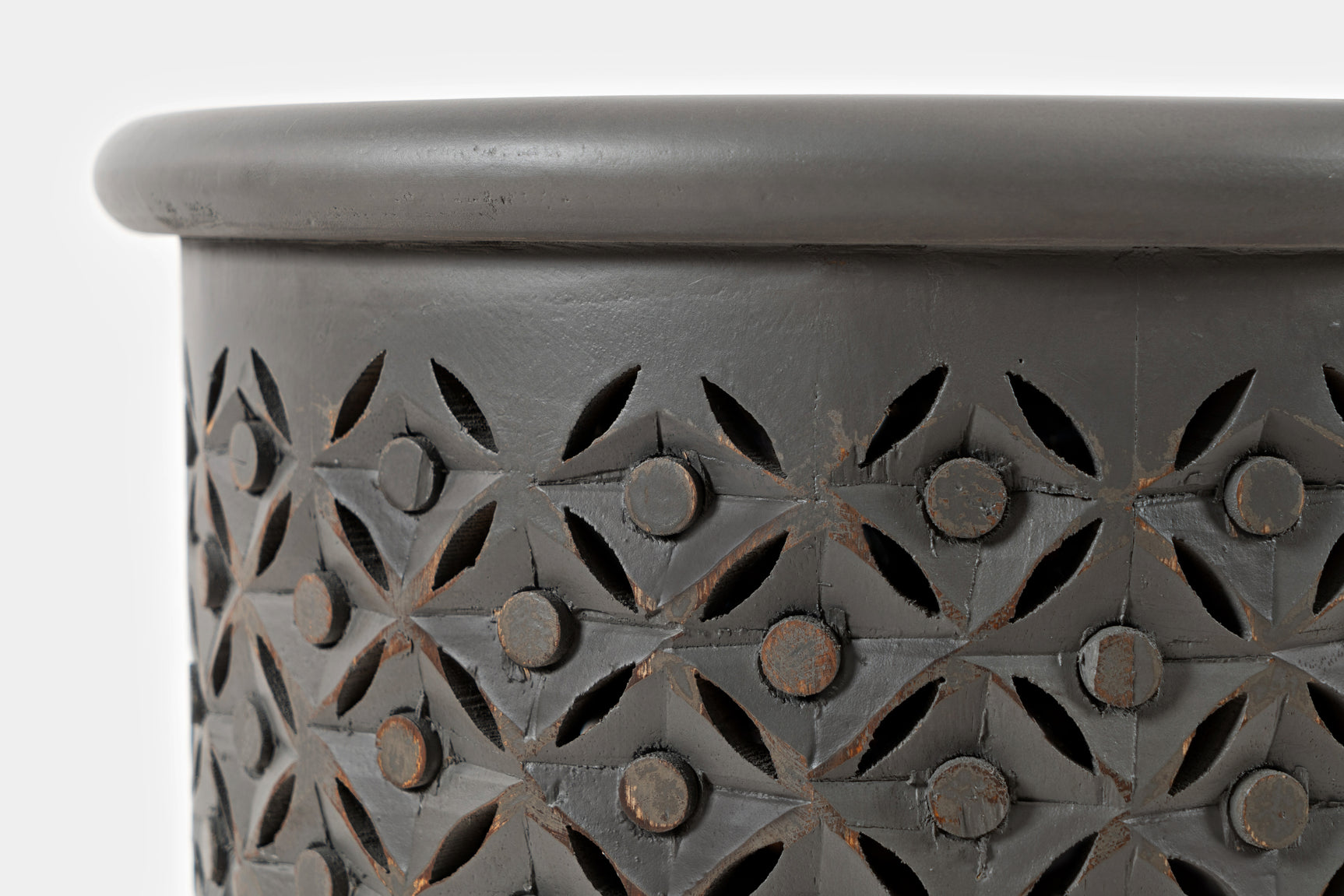 Decker Antique Grey Large Drum Table - Ornate Home