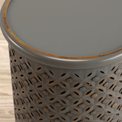 Decker Antique Grey Large Drum Table - Ornate Home