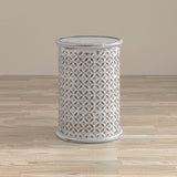 Decker Antique White Large Drum Table - Ornate Home