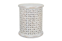 Decker Antique White Small Drum Table - Ornate Home