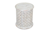 Decker Antique White Small Drum Table - Ornate Home