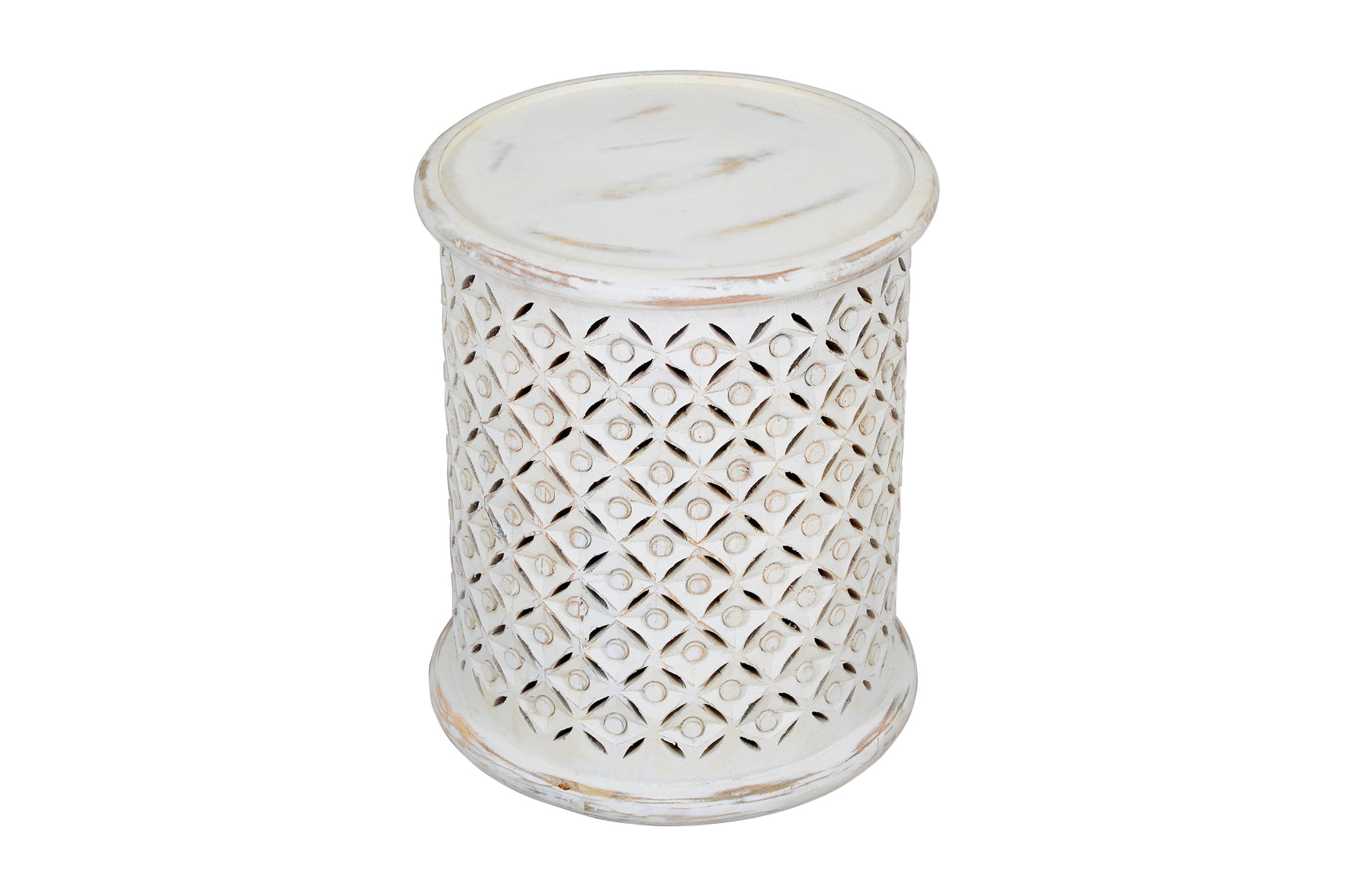 Decker Antique White Small Drum Table - Ornate Home