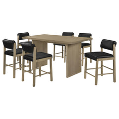 Decker Black/Natural Oak 7-piece 70-inch Rectangular Counter Height Dining Set - Ornate Home