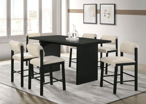 Decker Cream/Black 7-piece 70-inch Rectangular Counter Height Dining Set - Ornate Home