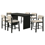 Decker Cream/Black 7-piece 70-inch Rectangular Counter Height Dining Set - Ornate Home