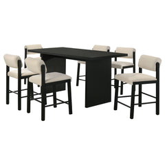 Decker Cream/Black 7-piece 70-inch Rectangular Counter Height Dining Set - Ornate Home