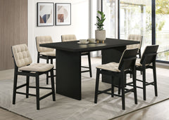 Decker Cream/Black 7-piece 70-inch Rectangular Counter Height Dining Set - Ornate Home